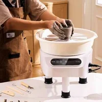 Roată-de-olărit-de-25-5-cm-cu-pedală-ecran-tactil-350-W-3-picioare-albă