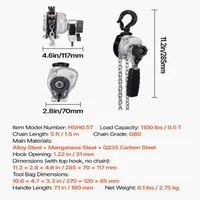 Palan-manual-cu-lanț-și-pârghie-Lever-Chain-Hoist-capacitate-500-kg-1-2-T-lanț-de-1-5-m