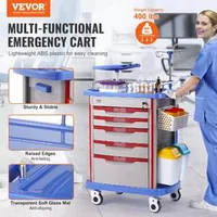 Cărucior-medical-mobil-cu-5-niveluri-5-sertare-și-2-coșuri-pentru-deșeuri