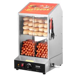 Aparat-profesional-cu-abur-pentru-hot-dog-încălzitor-electric-pentru-chifle-cu-2-niveluri-27-l-uși-glisante-vitrină-încălzită-pentru-hot-dog