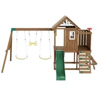 Set-de-leagăn-din-lemn-9-în-1-echipament-de-joacă-pentru-exterior-tobogan-de-1-8m-și-fortăreață-superioară