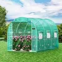 Seră-tunel-cu-intrare-3-5-2-1-2-1m-pentru-plante-cu-arce-din-oțel-galvanizat-1-grindă-superioară-2-stâlpi-diagonali-2-uși-cu-fermoar-și-6-ferestre-mobile-verde