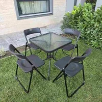 Masă-de-grădină-pătrată-cu-sticlă-4-scaune-pliabile-60-cm-set-elegant-și-practic-pentru-curte-terasă-sau-balcon
