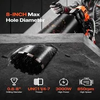 Mașină-de-găurit-cu-diamant-pentru-beton-3000W-200-mm-850-RPM-set-cu-8-carote-8-carote-incluse