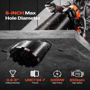Mașină-de-găurit-cu-diamant-pentru-beton-3000W-200-mm-850-RPM-set-cu-8-carote-8-carote-incluse
