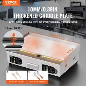 Grătar-electric-profesional-cu-plită-netedă-4000W-50-300-C