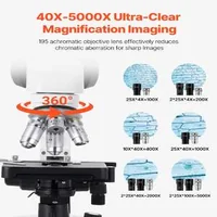 Set-microscop-compus-binocular-40-5000-cu-platou-mecanic-în-două-straturi