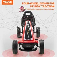 Kart-pentru-copii-cu-pedale-4-roți-scaun-reglabil-și-frână-de-mână-roșu