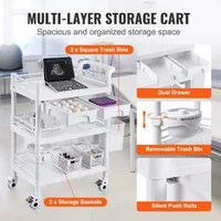 Cărucior-medical-mobil-cu-3-tăvi-și-3-coșuri-pentru-deșeuri