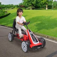 Kart-pentru-copii-cu-pedale-4-roți-scaun-reglabil-și-frână-de-mână-roșu
