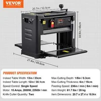 Rindea-de-banc-pentru-masa-de-lucru-cu-lățime-de-33-cm-două-cuțite-motor-puternic-de-2000-W-15-A