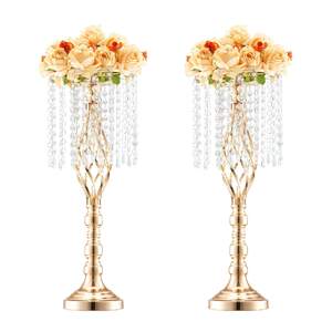 Vază-metalică-luxoasă-pentru-flori-cu-cristale-55-cm-înălțime-set-de-2-bucăți-culoare-aurie