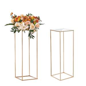 Suport-pentru-flori-de-nuntă-Flower-Stand-2-buc-înălțime-80-cm-coloană-metalică-cu-placă-acrilică-culoare-aurie