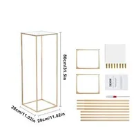 Suport-pentru-flori-de-nuntă-Flower-Stand-2-buc-înălțime-80-cm-coloană-metalică-cu-placă-acrilică-culoare-aurie