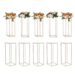 Suport-pentru-flori-la-nuntă-Flower-Stand-10-bucăți-80-cm-înălțime-coloană-metalică-cu-placă-acrilică-culoare-aurie