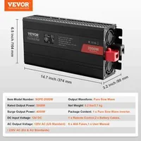 Invertor-cu-sinus-pur-2000W-12V-către-230V-LCD-telecomandă-wireless