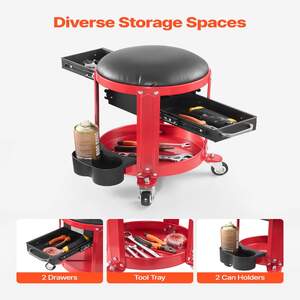 Taburet-de-atelier-pe-roți-cu-2-sertare-136-kg-pernă-detașabilă-și-organizator