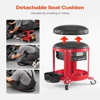Taburet-de-atelier-pe-roți-cu-2-sertare-136-kg-pernă-detașabilă-și-organizator