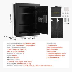 Seif-biometric-de-încastrat-în-perete-23-5-L-amprentă-digitală-3-niveluri-montaj-ascuns