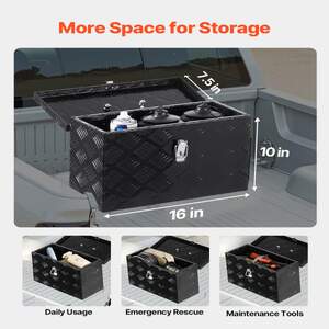 Cutie-compactă-neagră-din-aluminiu-pentru-scule-41-cm-striată-Diamond-Plate-pentru-pickup-și-ATV