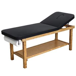 Masă-medicală-de-examinare-cu-cadru-din-lemn-și-spătar-reglabil