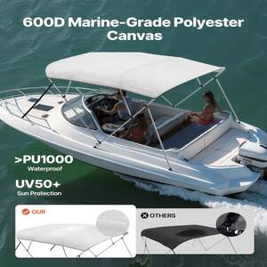 Copertină-pentru-barcă-Bimini-Top-cu-4-cadre-lungime-2-44-m-Oxford-600D-gri-deschis