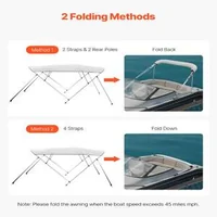 Copertină-pentru-barcă-Bimini-Top-cu-4-cadre-lungime-2-44-m-Oxford-600D-gri-deschis