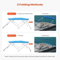 Copertină-pentru-barcă-Bimini-Top-cu-4-cadre-lungime-2-44-m-Oxford-600D-albastră