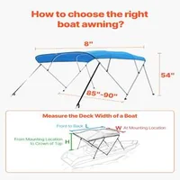 Copertină-pentru-barcă-Bimini-Top-cu-4-cadre-lungime-2-44-m-Oxford-600D-albastră