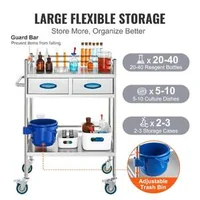 Cărucior-medical-mobil-din-oțel-inoxidabil-cu-2-niveluri-și-2-sertare