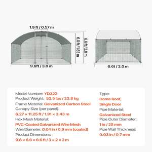 Adăpost-metalic-mare-pentru-găini-3x2x2-m-din-oțel-galvanizat-cu-acoperiș-impermeabil