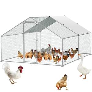Coteț-metalic-mare-pentru-găini-3x6x2-m-oțel-galvanizat-și-plasă-de-protecție