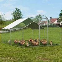 Coteț-metalic-mare-pentru-găini-3x6x2-m-oțel-galvanizat-și-plasă-de-protecție