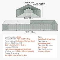 Adăpost-metalic-foarte-mare-pentru-găini-3x8x2-m-din-oțel-galvanizat-cu-acoperiș-ascuțit