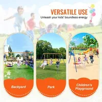 Set-de-leagăne-pentru-curte-cu-1-scaun-tip-cuib-și-2-scaune-tip-bandă-pe-cadru-metalic-în-formă-de-A