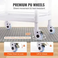 Cărucior-medical-mobil-cu-două-tăvi-două-sertare-și-trei-coșuri-pentru-deșeuri