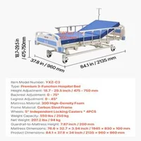 Pat-profesional-electric-pentru-spital-3-funcții-cu-saltea-250-kg