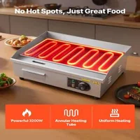 Grătar-electric-profesional-3200-W-Placă-combinată-Netedă-și-striată