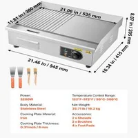 Grătar-electric-profesional-3200-W-Placă-combinată-Netedă-și-striată