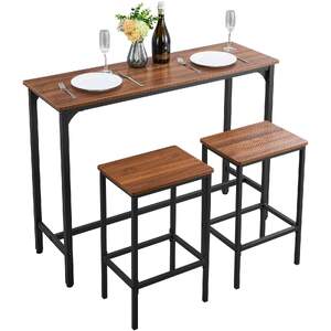 Set-masă-de-bar-cu-2-scaune-stil-rustic-margini-rotunjite-119-cm