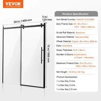 Ușă-glisantă-pentru-duș-fără-ramă-150-x-191-cm-sticlă-securizată-8-mm-negru-mat