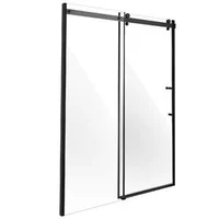 Ușă-glisantă-pentru-duș-fără-ramă-150-x-191-cm-sticlă-securizată-8-mm-negru-mat