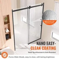 Ușă-glisantă-pentru-duș-fără-ramă-150-x-191-cm-sticlă-securizată-8-mm-negru-mat