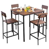 Set-cu-masă-pătrată-de-bar-și-4-scaune-culoare-nuc-margini-rotunjite-89-cm