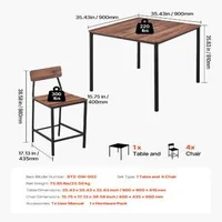 Set-cu-masă-pătrată-de-bar-și-4-scaune-culoare-nuc-margini-rotunjite-89-cm