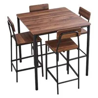 Set-cu-masă-pătrată-de-bar-și-4-scaune-culoare-nuc-margini-rotunjite-89-cm
