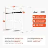 Ușă-de-duș-glisantă-fără-ramă-122-x-193-cm-sticlă-securizată-10-mm-acoperire-nano
