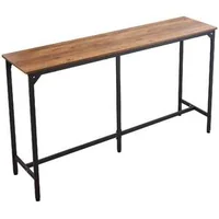 Masă-de-bar-alungită-160-cm-blat-maro-deschis-design-industrial-și-margini-rotunjite