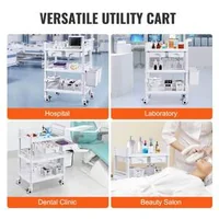 Cărucior-medical-mobil-cu-3-tăvi-și-3-coșuri-pentru-deșeuri