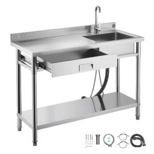 Chiuvetă-Mobilă-din-Oțel-Inoxidabil-1200x500-mm-cu-Sertar-și-Roți